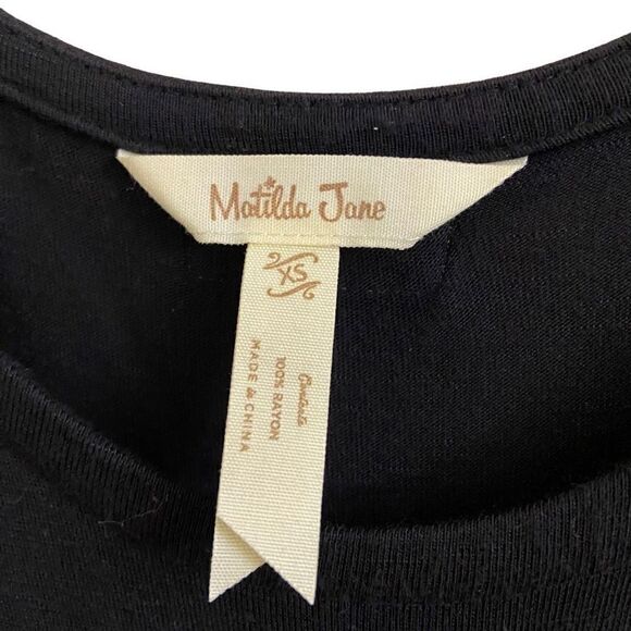 Matilda Jane Black Night Owl Maxi Dress Short Sleeves Pockets XS - Picture 6 of 7